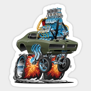 Classic American Muscle Car Hot Rod Cartoon Vector Illustration Sticker